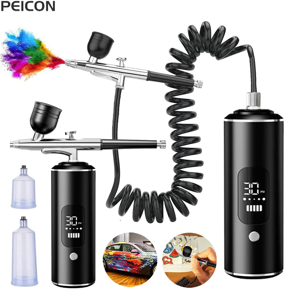 Airbrush Kit With Mini Compressor - Airbrush mit Kompressor, tragbare Airbrush-Malerei, Mini-Spritzpistole